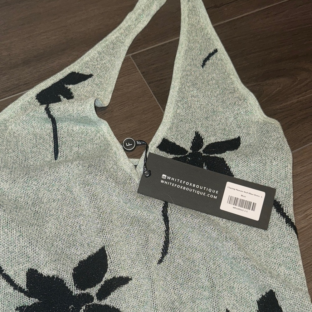 White Fox Boutique Chasing Heaven Knit Maxi Dress Mint - Picture 5 of 6